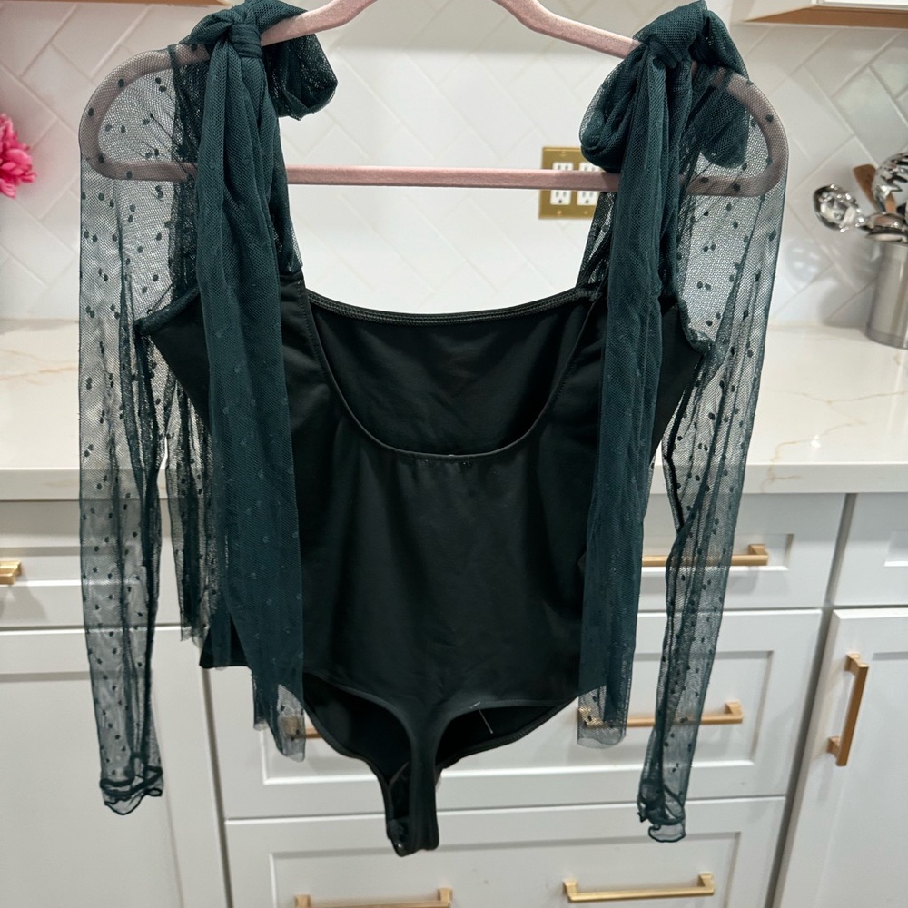 Free‎ People Tongue Tied Green Bodysuit Size Small NEW - Picture 3 of 3